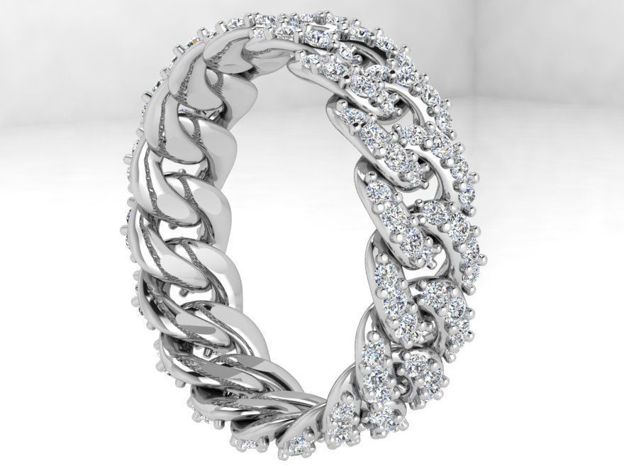 Cumin Chain Diamond Ring 4409 3D print model_3