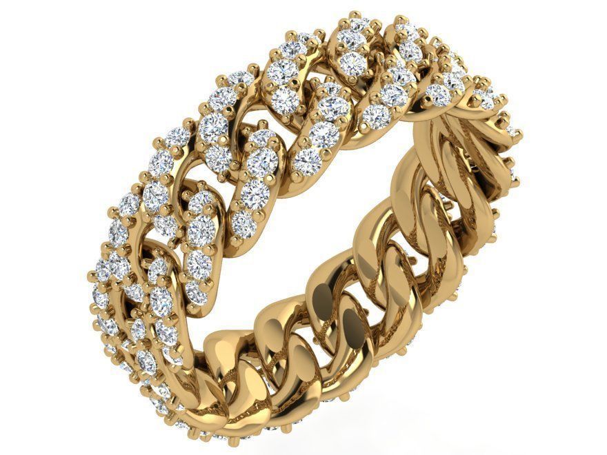 Cumin Chain Diamond Ring 4409 3D print model_1