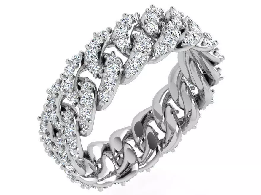 Cumin Chain Diamond Ring 4409 3D print model_0