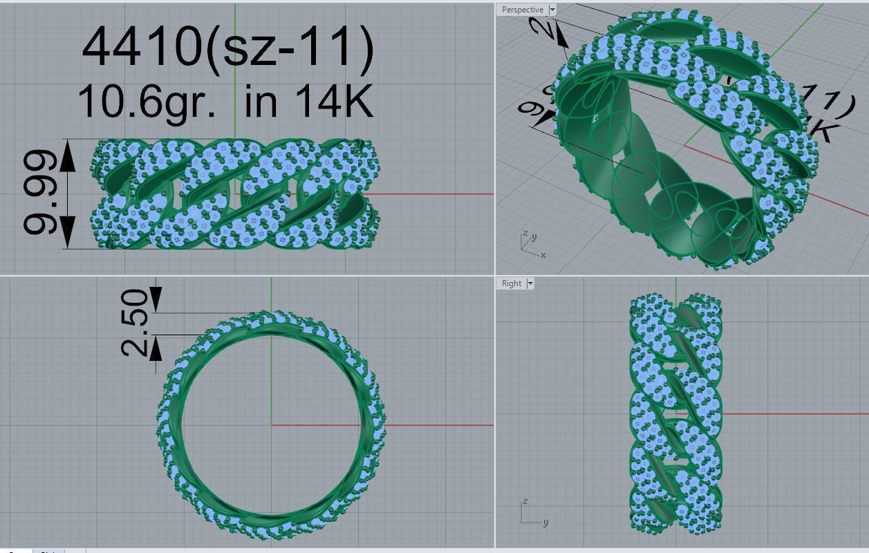 Diamond Cumin Chain Ring 4410 3D print model_5