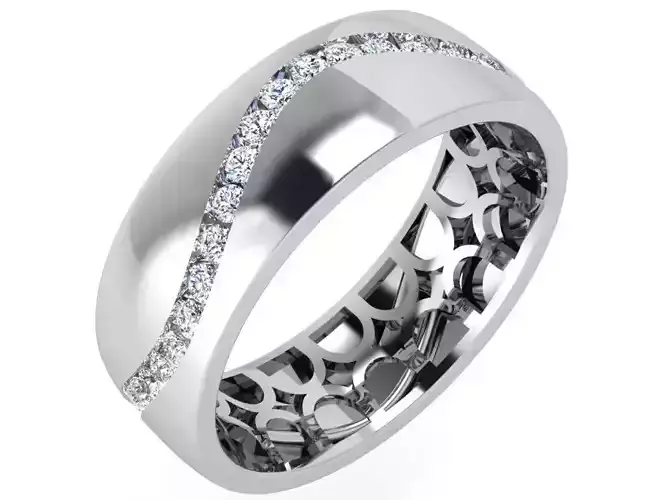 Wave Diamond Line Wedding Band 4421