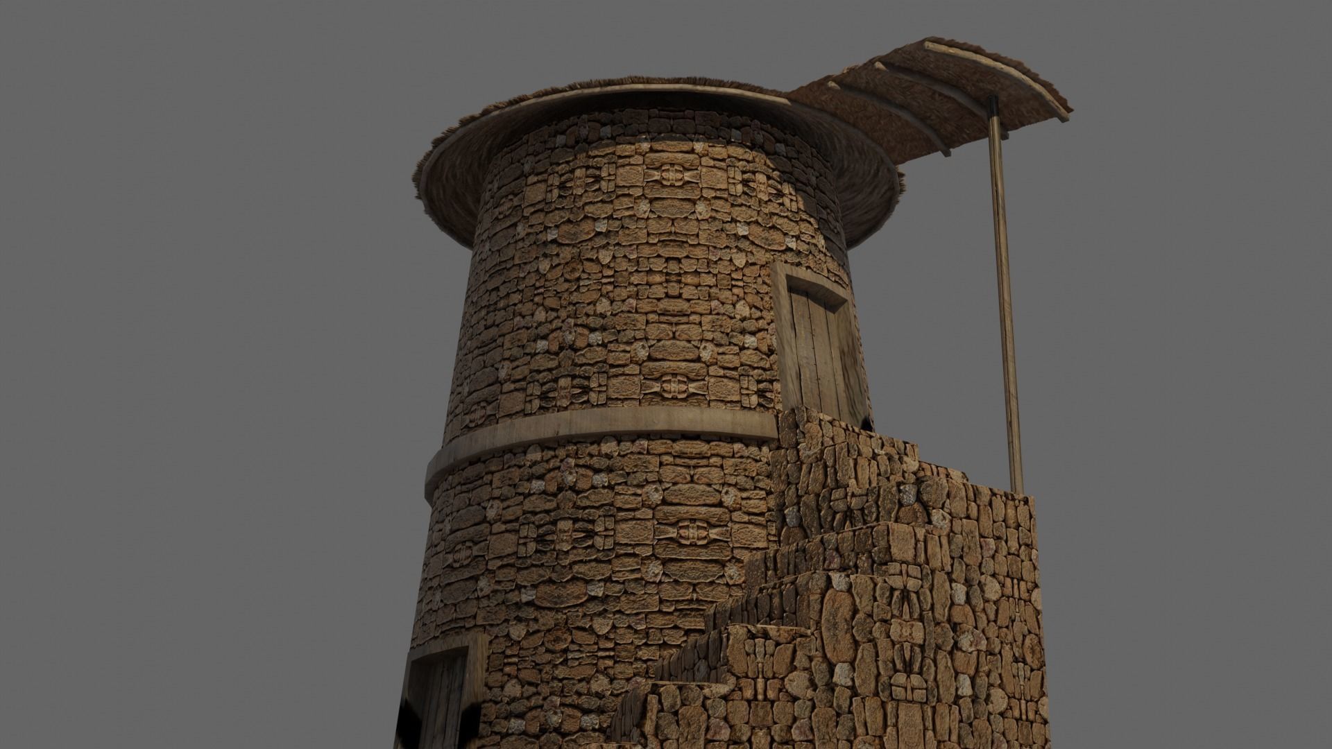 ethiopian traditional casual houses Low-poly 3D model_2