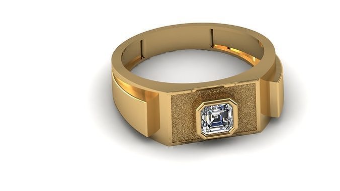 Mens Solitary Sparkling Diamond Ring Free 3D print model