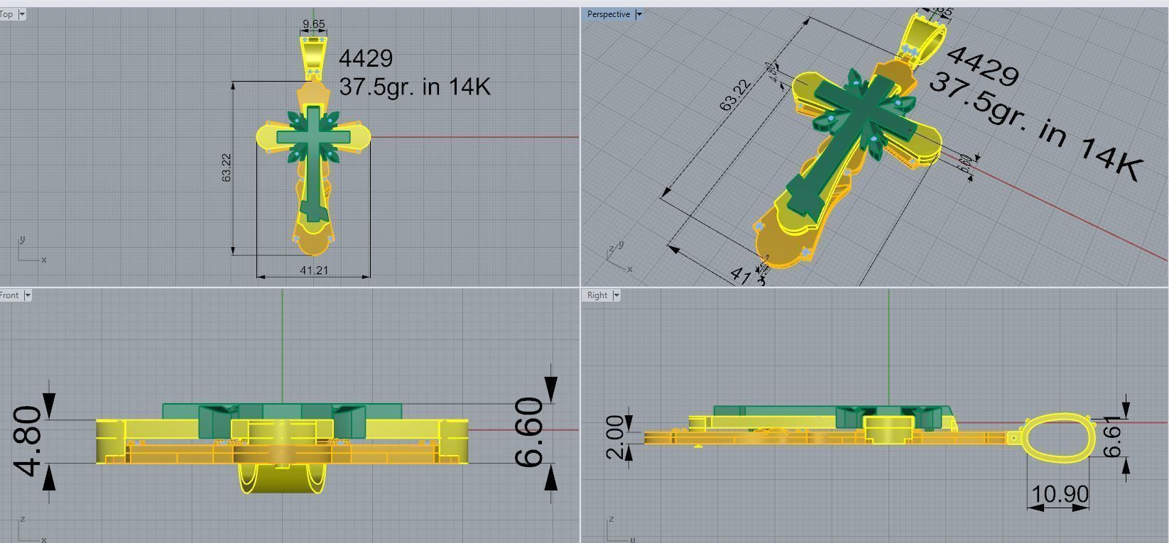 Cross Pendant 4430 3D print model_4