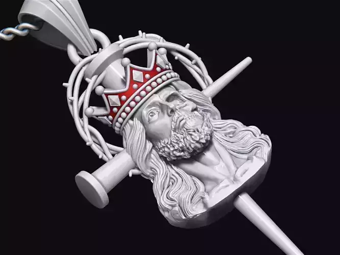 Skull Jesus king pendant silver gold jewelry printable 3D model