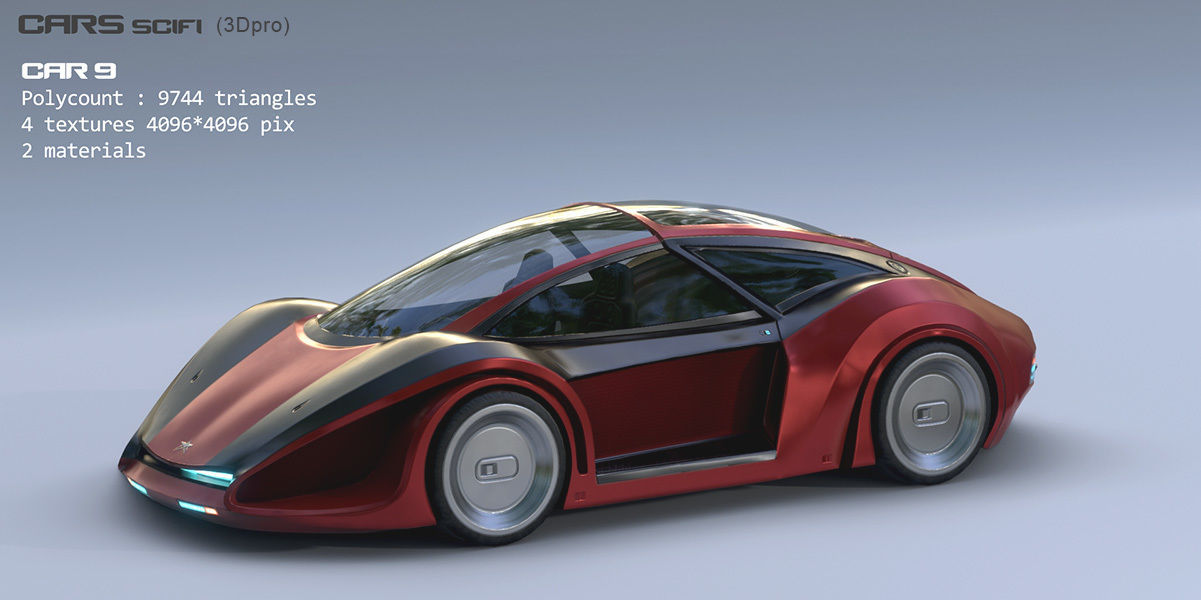 3Dpro CAR scifi 9 Low-poly 3D model_6