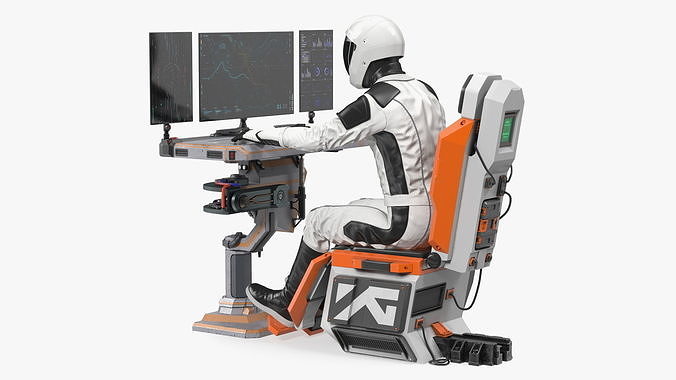 Astronaut at a Sci-Fi Computer 3D model