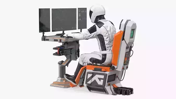 Astronaut at a Sci-Fi Computer