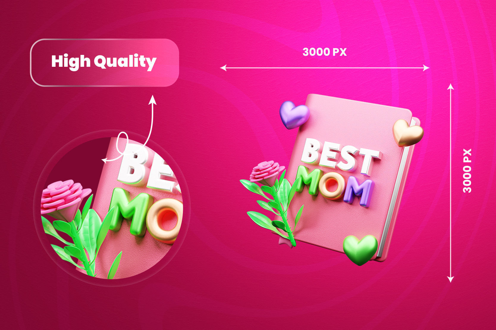 Mother Day 3d Illustration Icon Pack  3D model_4
