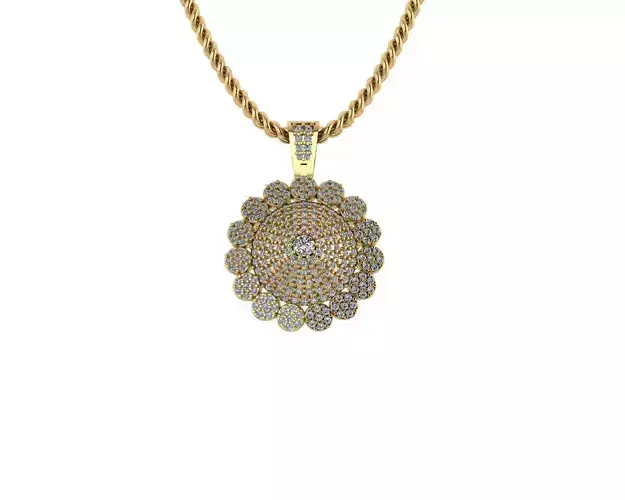 Round Flower Diamond Pendants