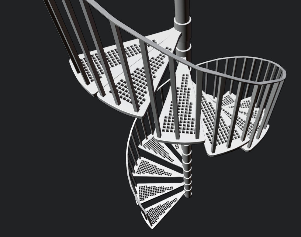 Spiral Staircase Victorian Cast Iron Stair 3D model_2