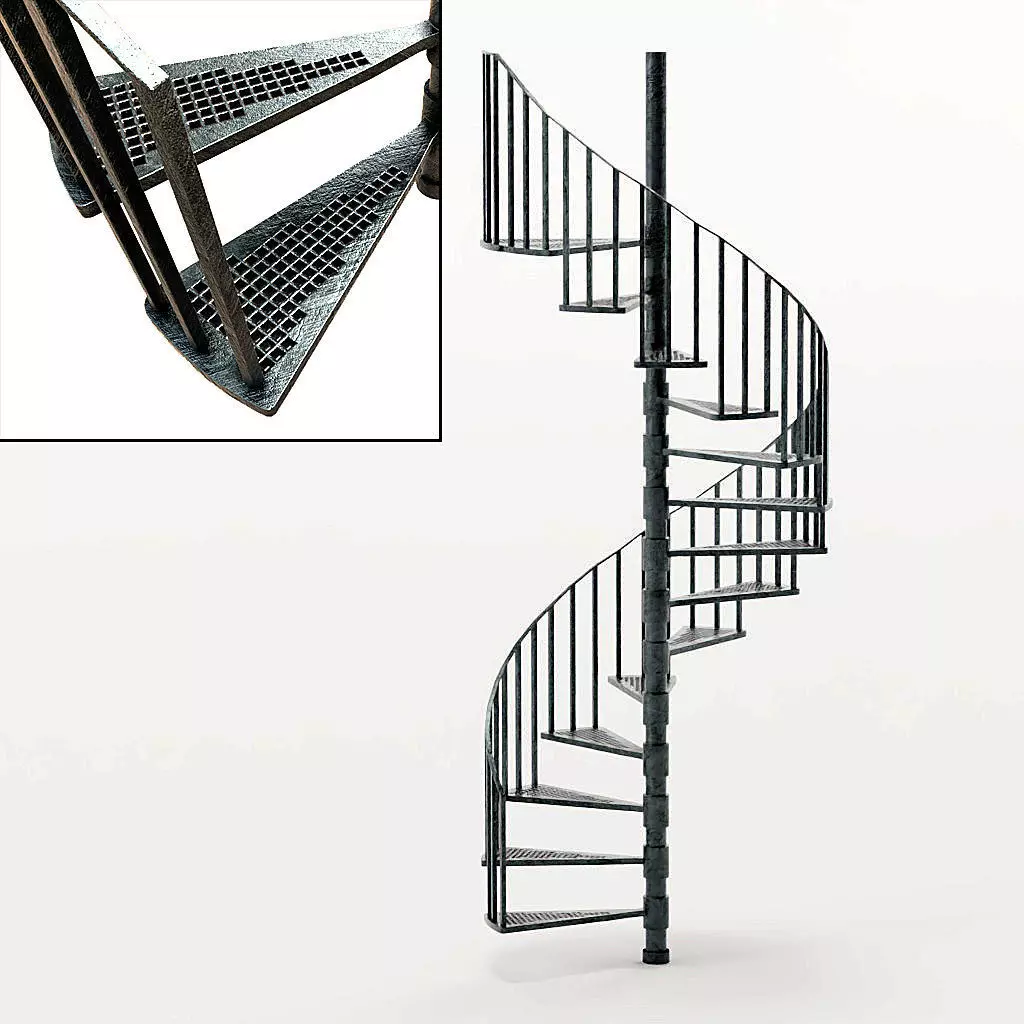 Spiral Staircase Victorian Cast Iron Stair 3D model_0