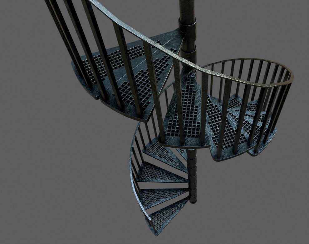 Spiral Staircase Victorian Cast Iron Stair 3D model_1
