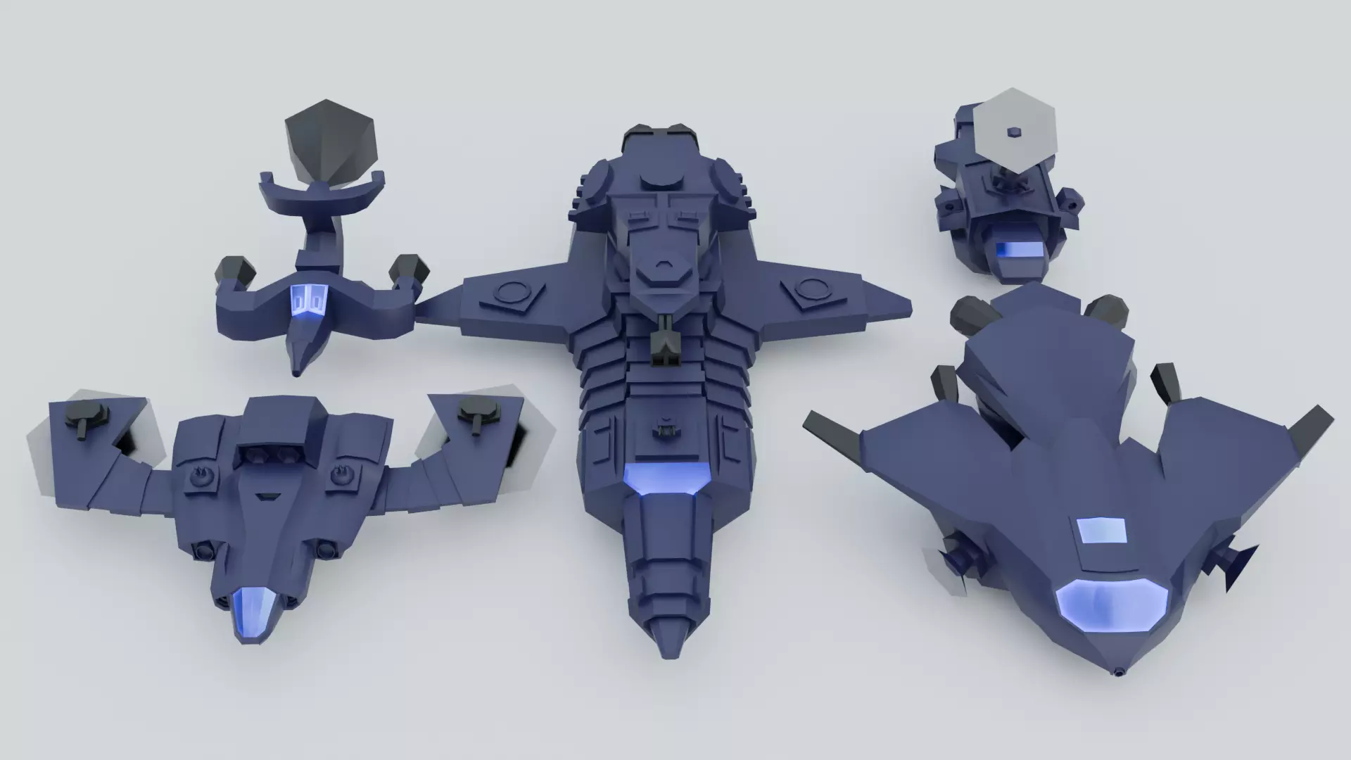 Low Poly Spaceship Pack Low-poly 3D model_0