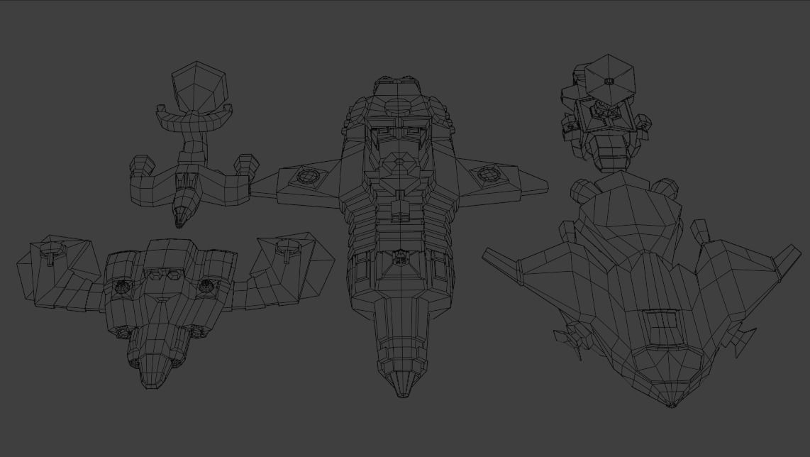 Low Poly Spaceship Pack Low-poly 3D model_4