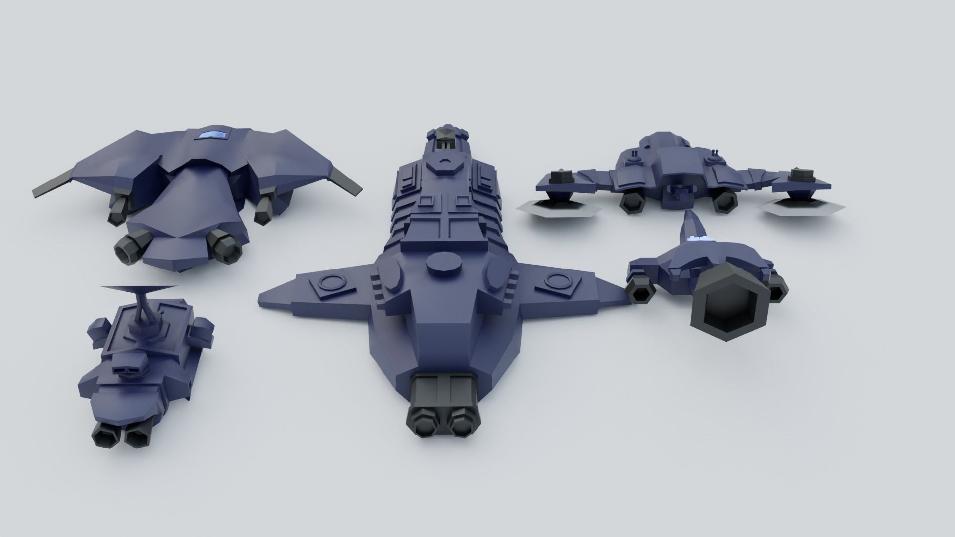 Low Poly Spaceship Pack Low-poly 3D model_3