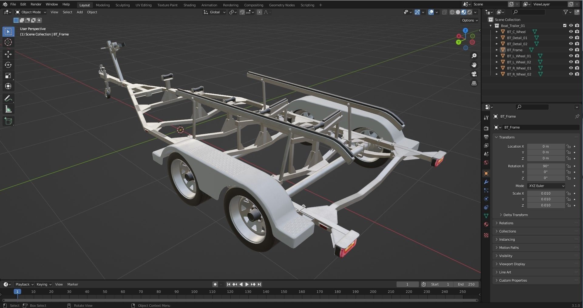 Boat Trailer 01 3D model_7
