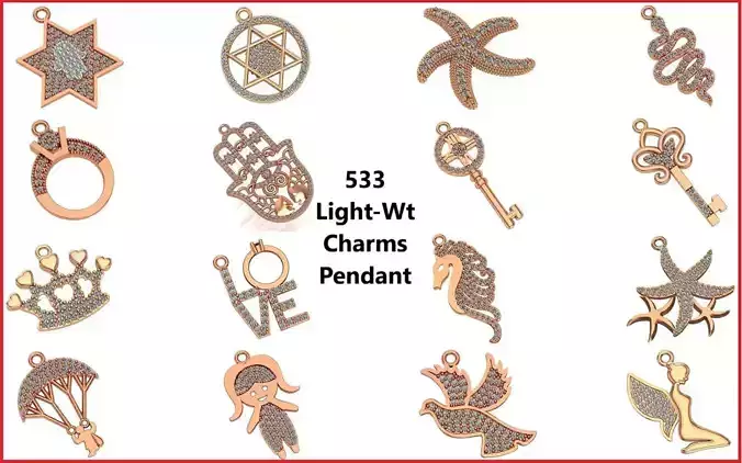 533 Charms Pendant Necklace 3D Model Collection