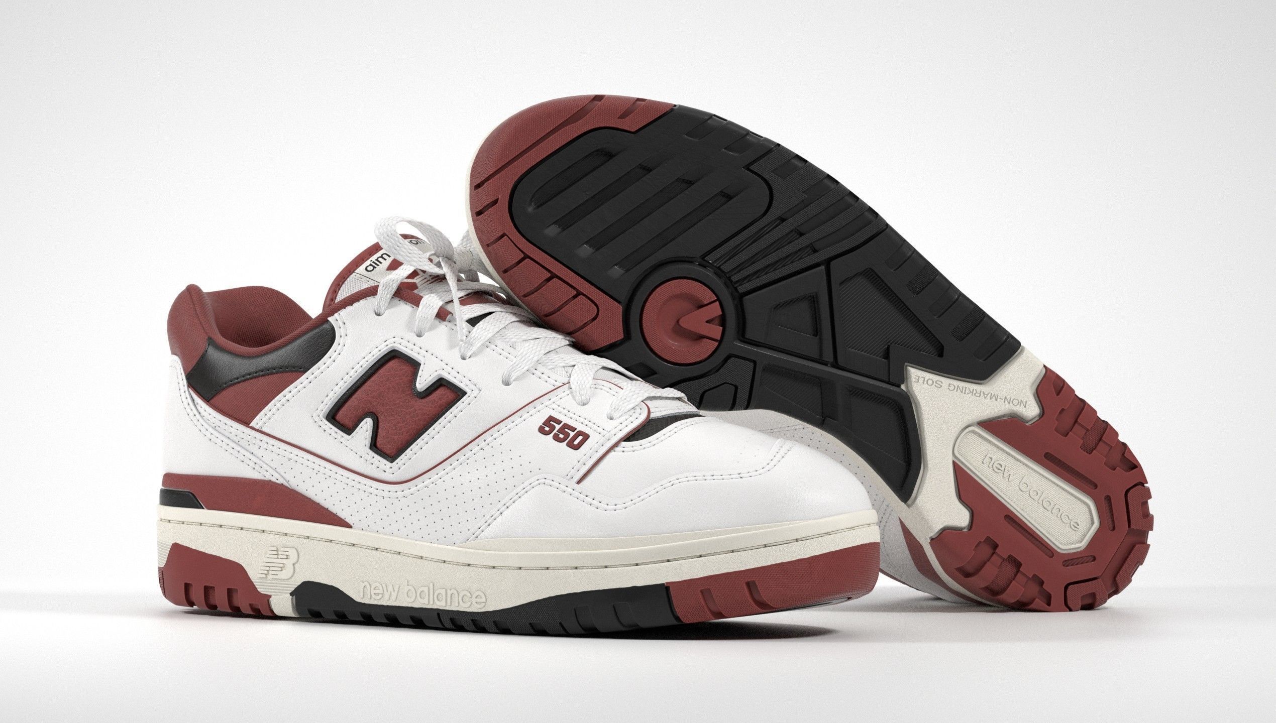 New Balance 550 Aime Leon Dore Red Shoe 3D model_6
