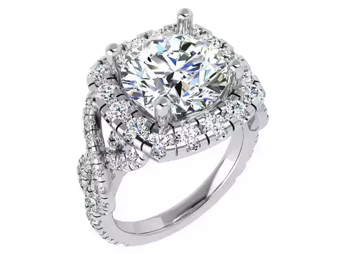 Square Halo Twisted Ring 4448