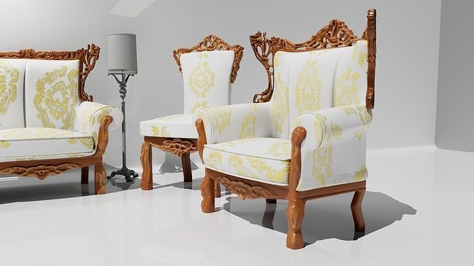 Classic sofa and chair 3D model