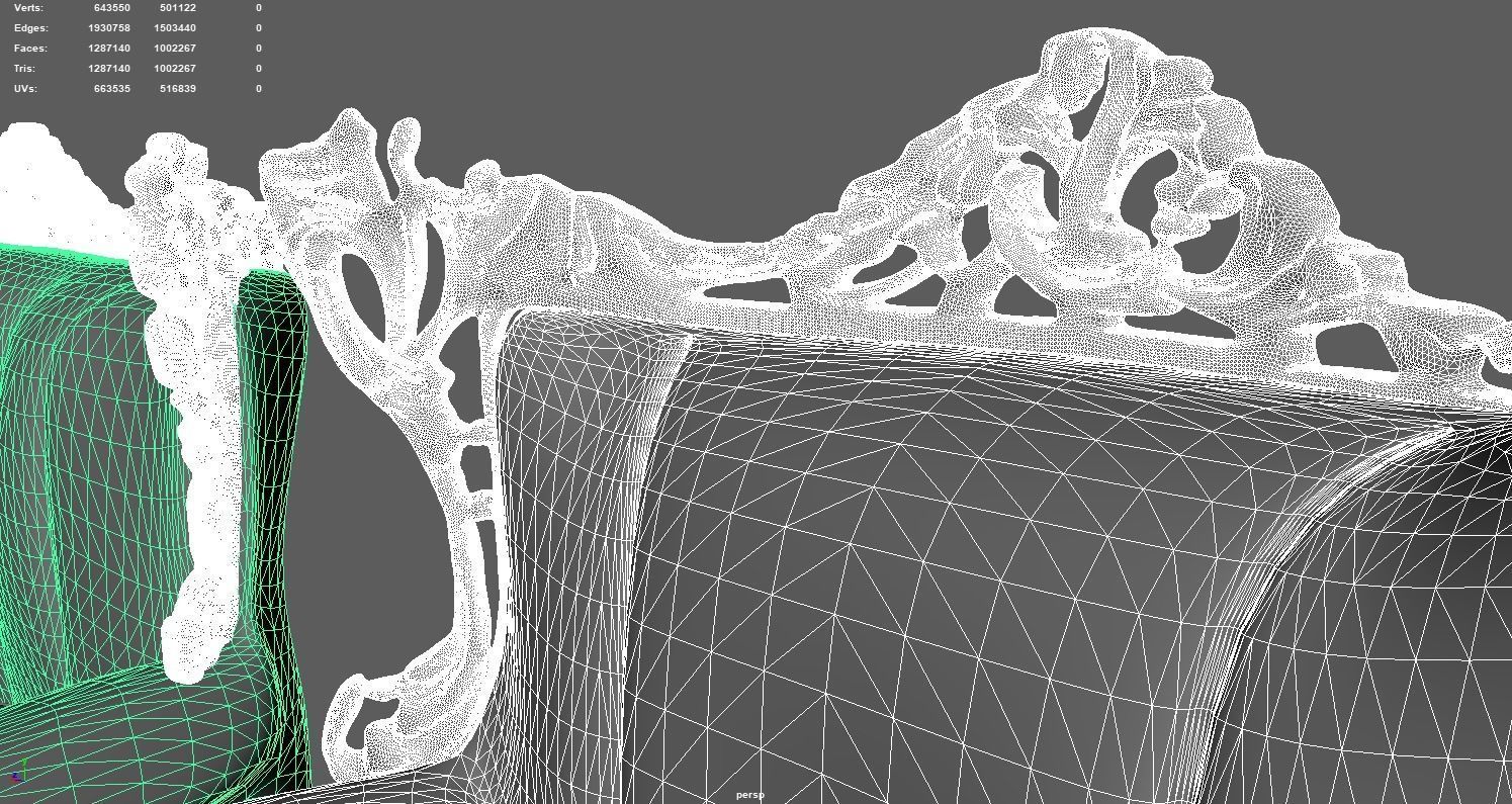 Classic sofa and chair 3D model_7