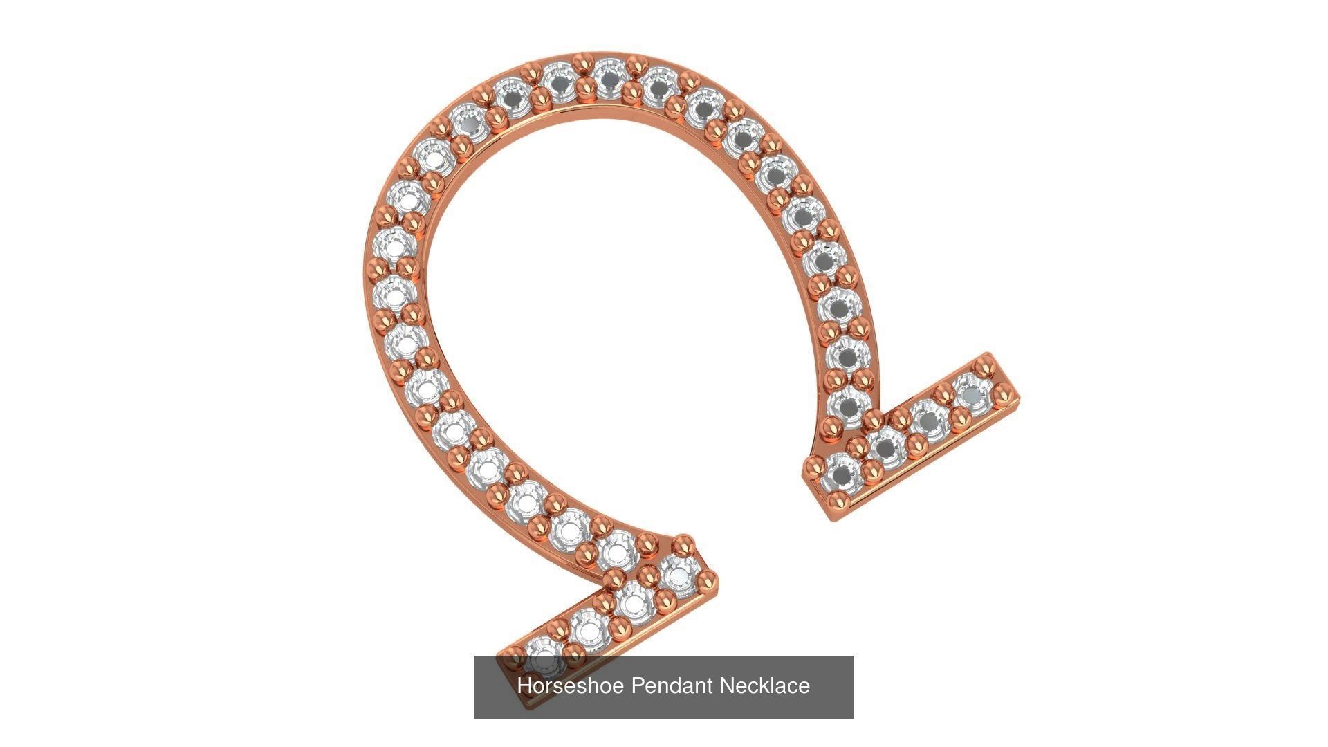 5 Horseshoe Charm Pendant Necklace  3D Model Collection_5