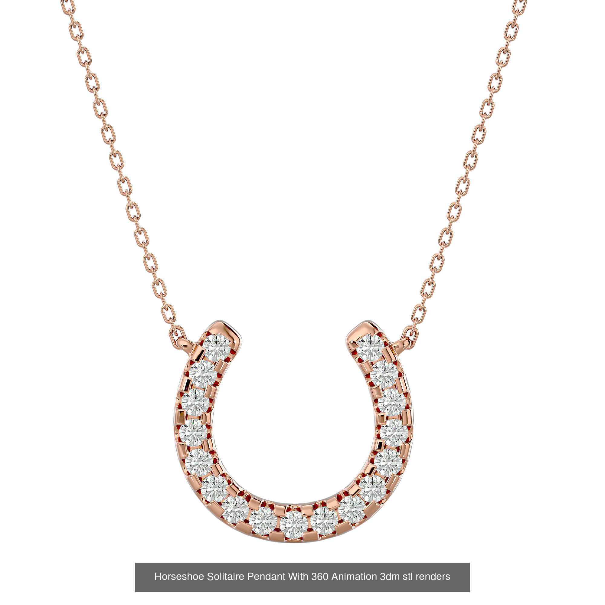 5 Horseshoe Charm Pendant Necklace  3D Model Collection_3