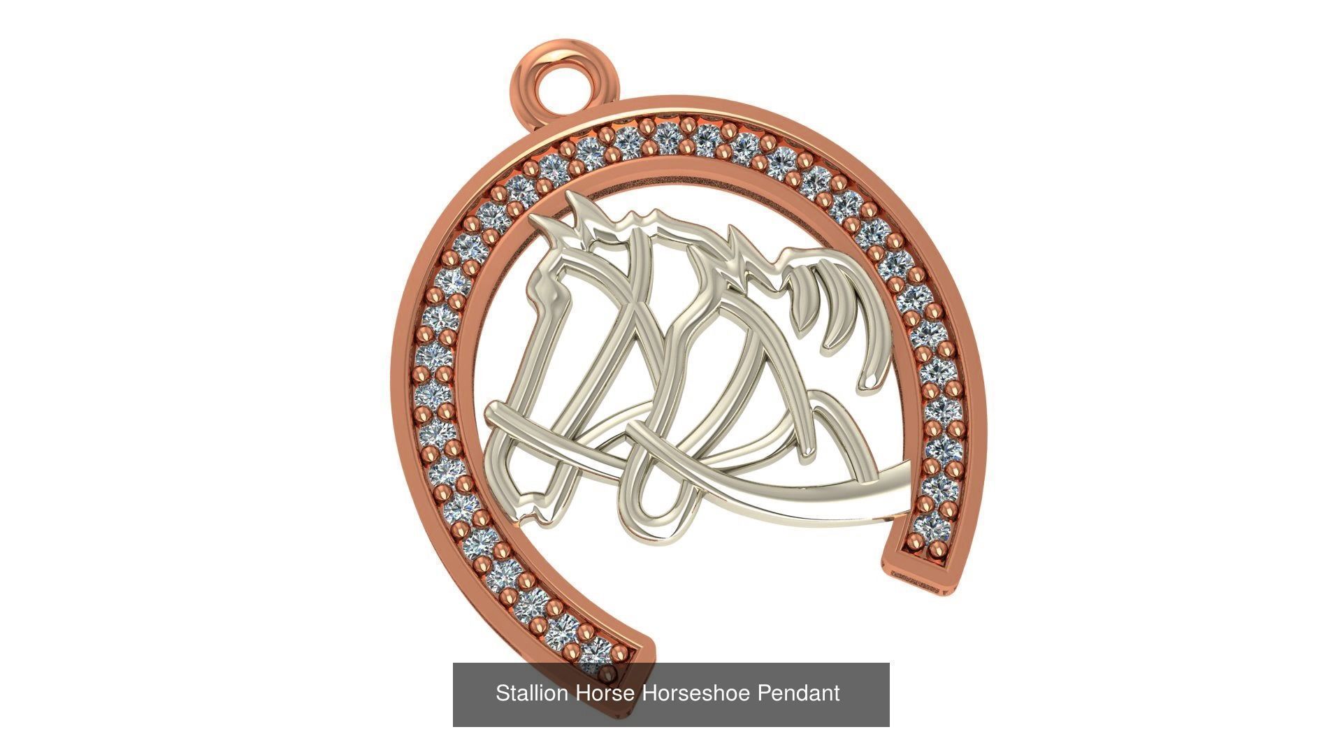 5 Horseshoe Charm Pendant Necklace  3D Model Collection_1
