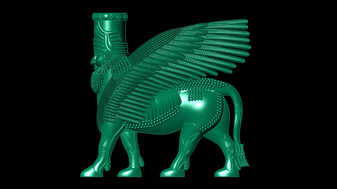 Assyrian winged bull pendant 3D print model 3D print model_0
