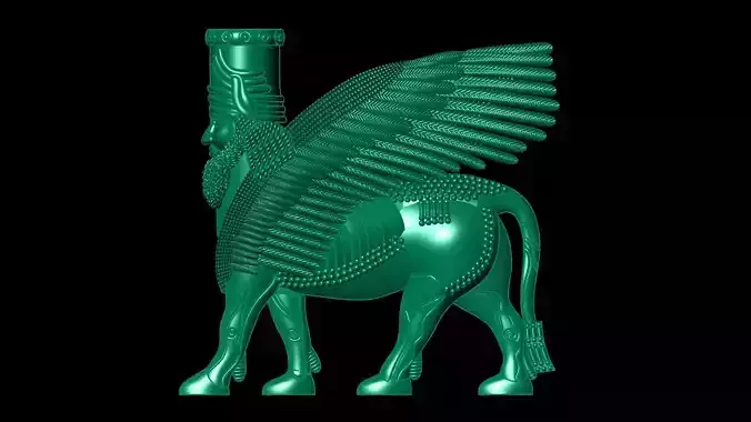 Assyrian winged bull pendant 3D print model