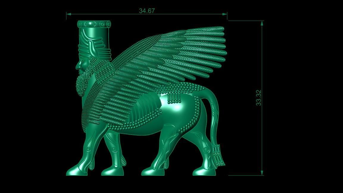 Assyrian winged bull pendant 3D print model 3D print model_2