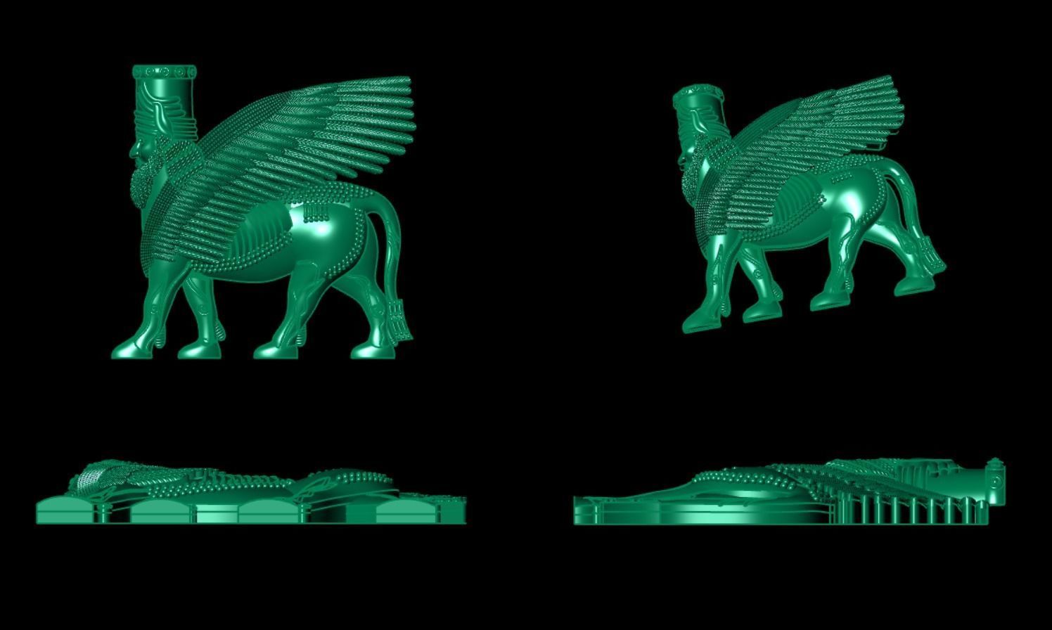 Assyrian winged bull pendant 3D print model 3D print model_1