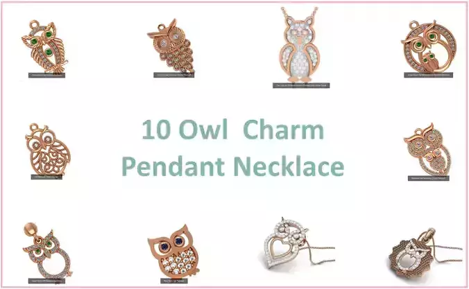 10 Owl  Charm Pendant Necklace 3D Model Collection