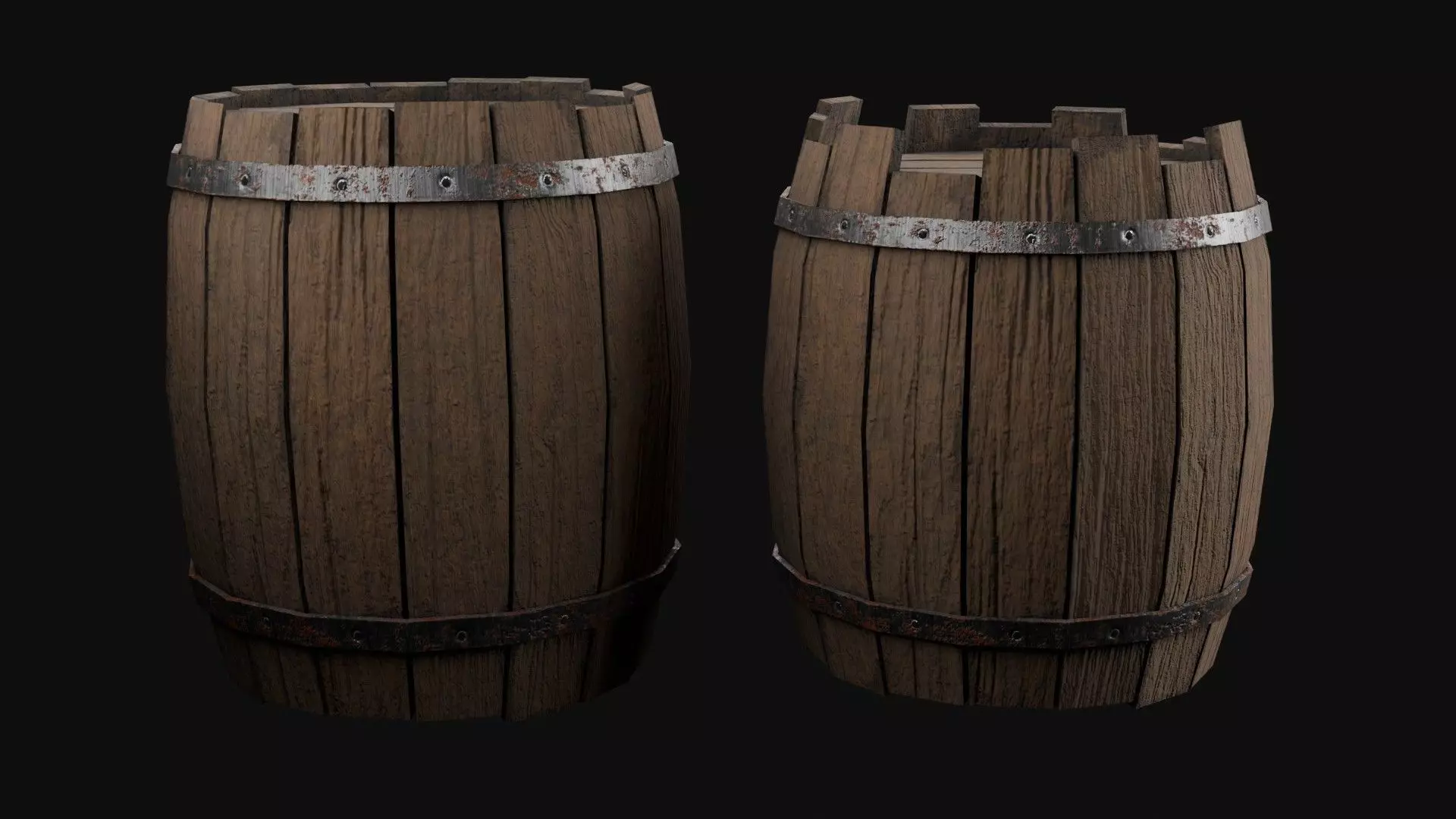 Low-Poly Wooden Barrels Free low-poly 3D model