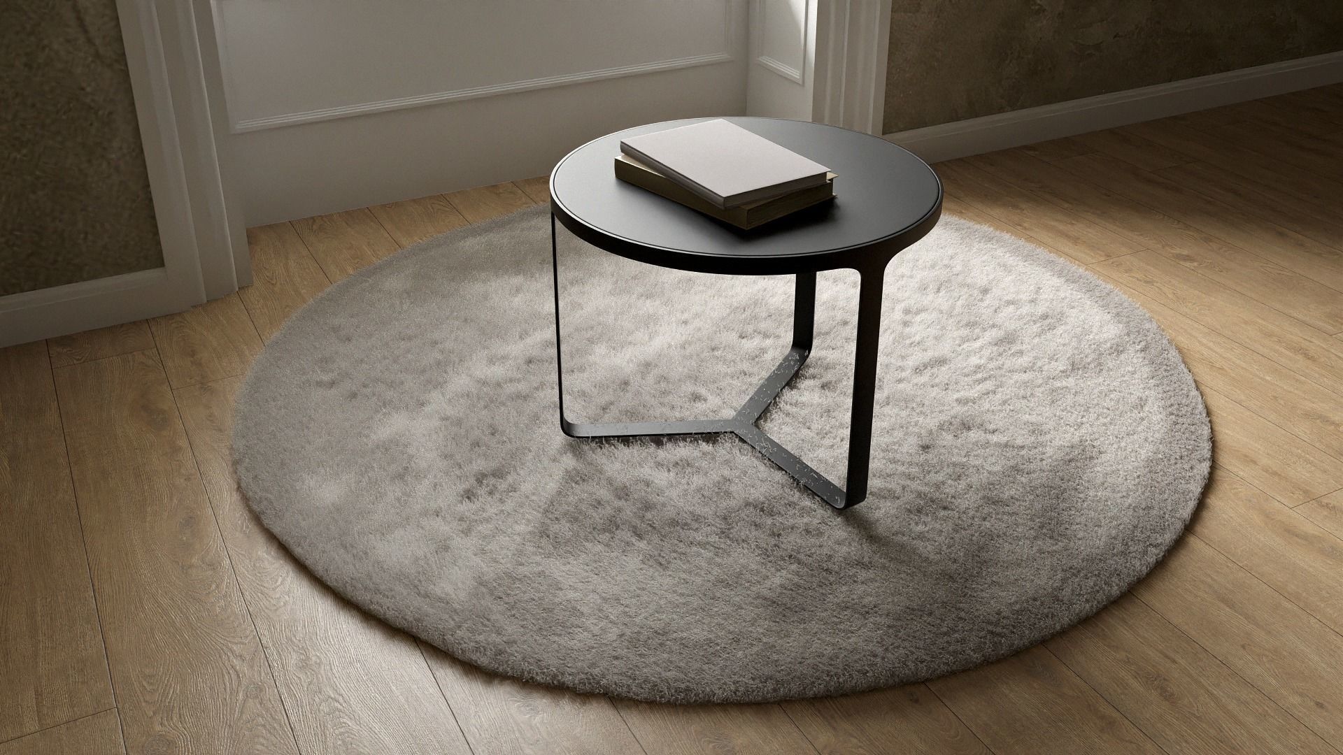 Round Grey Rug 3D model_4