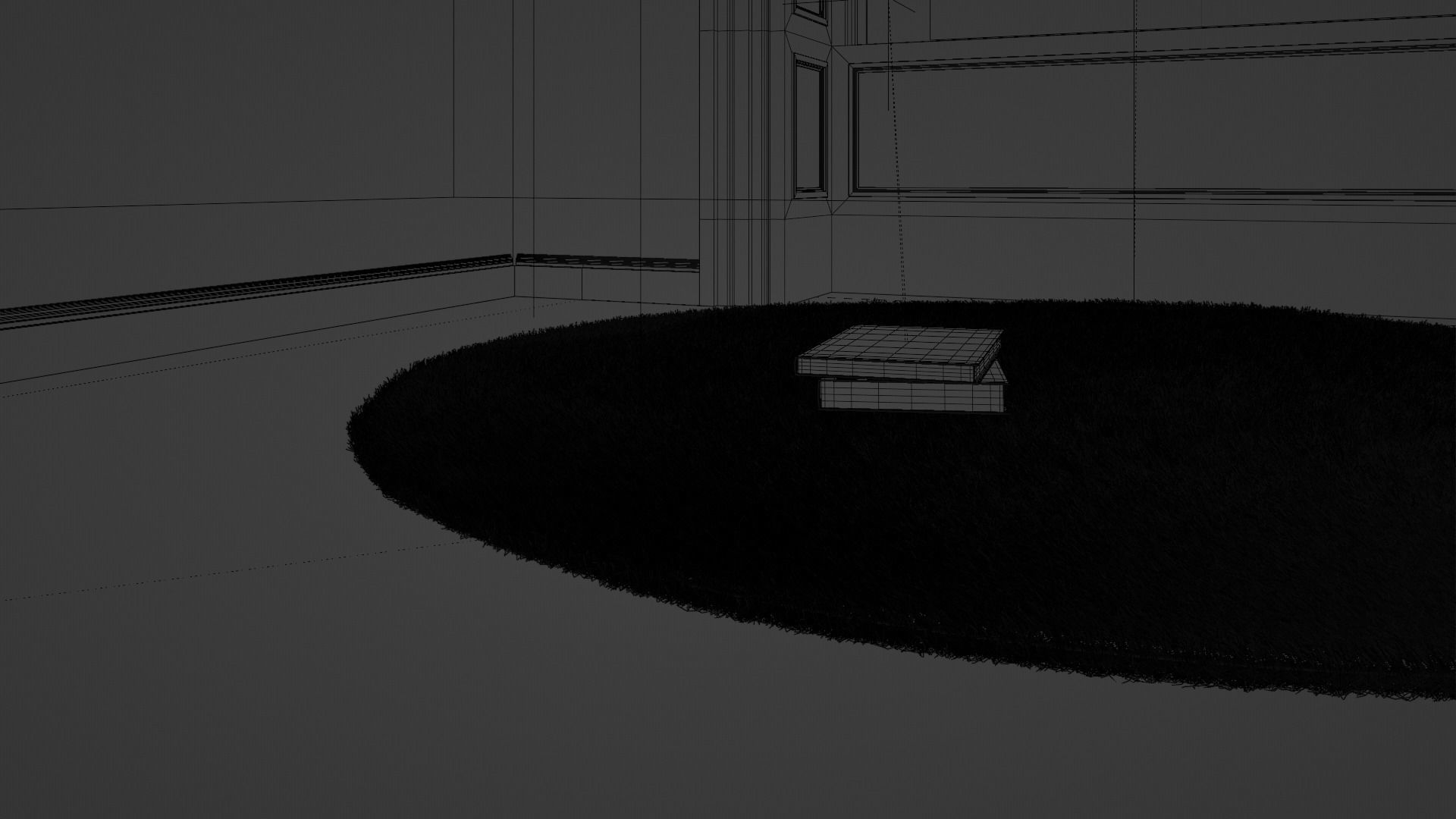 Round Grey Rug 3D model_5