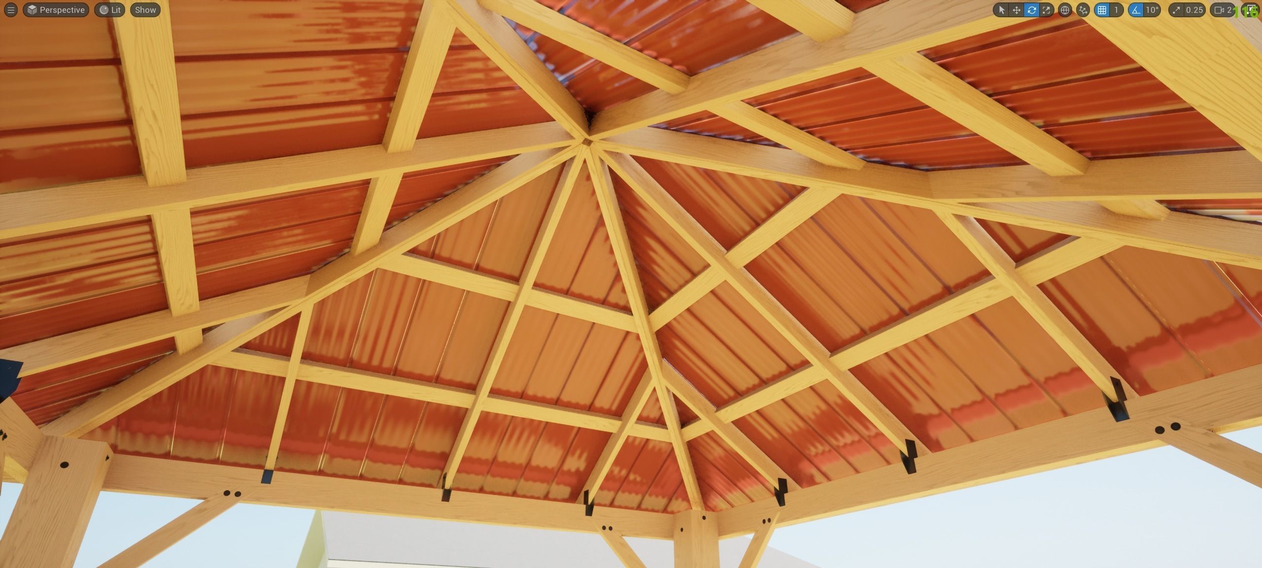 High definition optimized Gazebo Low-poly 3D model_2