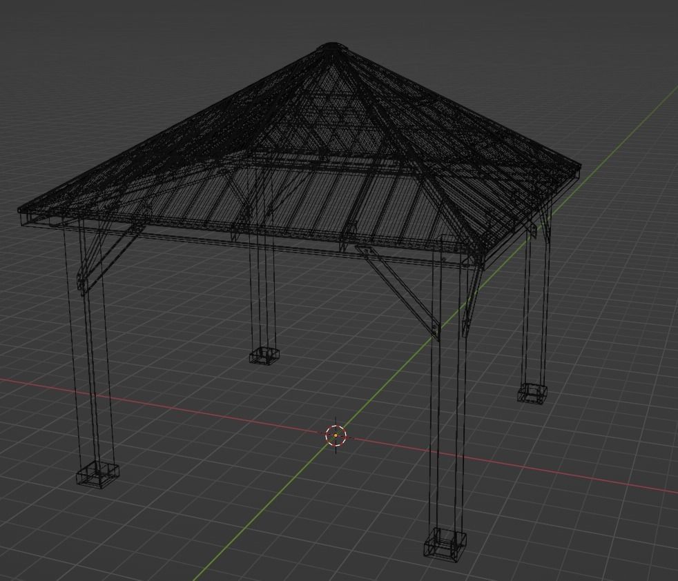 High definition optimized Gazebo Low-poly 3D model_7