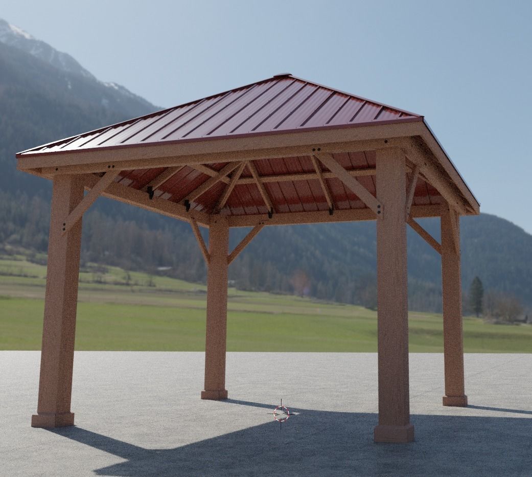 High definition optimized Gazebo Low-poly 3D model_4