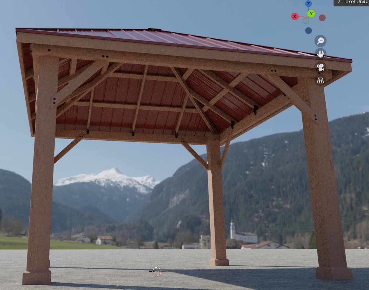 High definition optimized Gazebo Low-poly 3D model_5