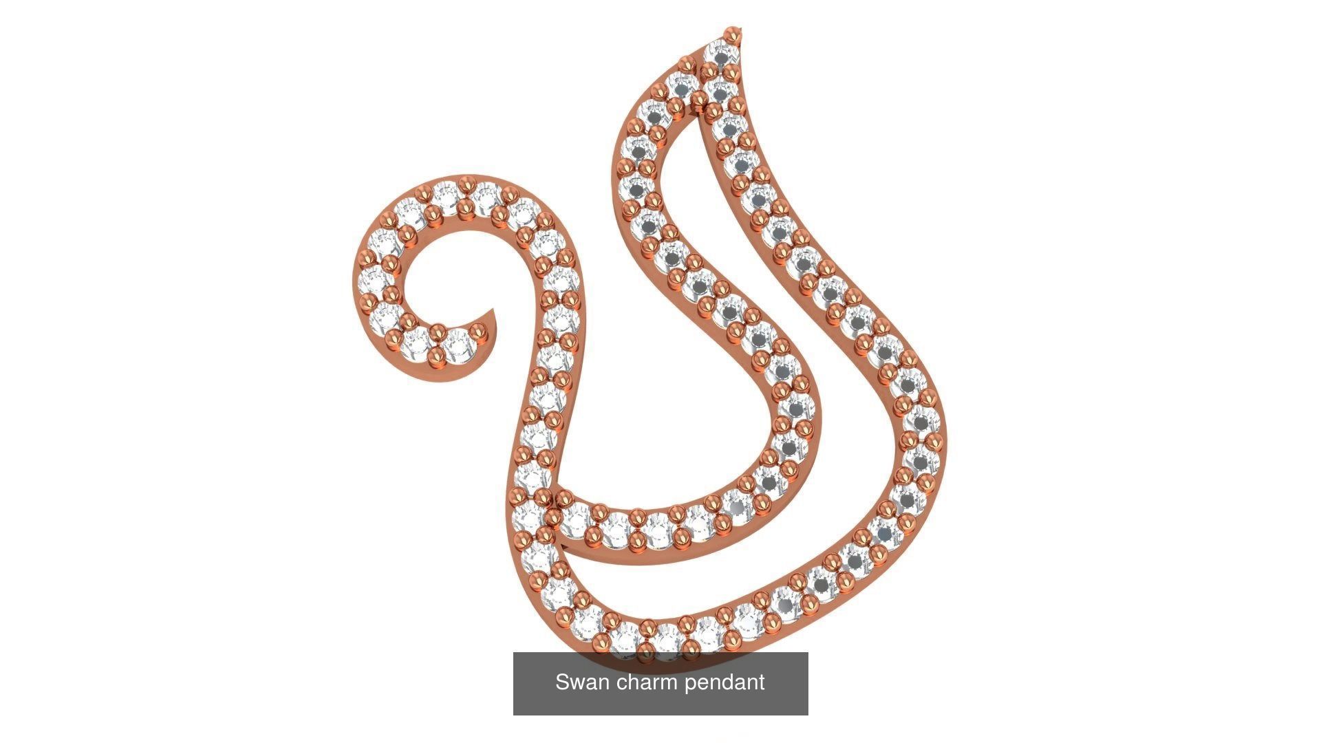 12 Diamond Swan Necklace Charm Pendant  3D Model Collection_13