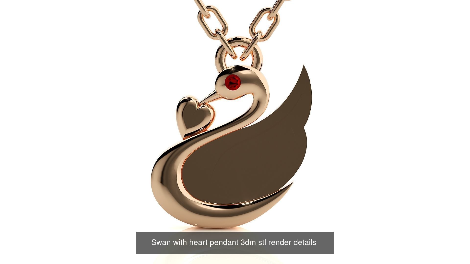 12 Diamond Swan Necklace Charm Pendant  3D Model Collection_2