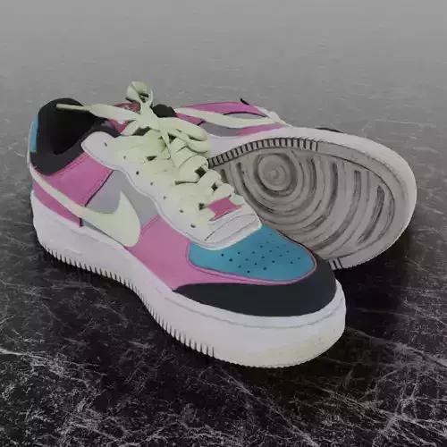 NIKE AIR FORCE 1 SHADOW 3D SHOES - BLUE - PINK