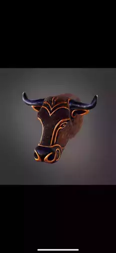 Wooden bull head decor