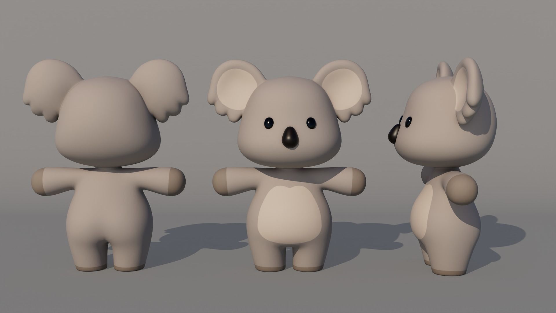Rigged Cartoon Koala Low-poly 3D model_4
