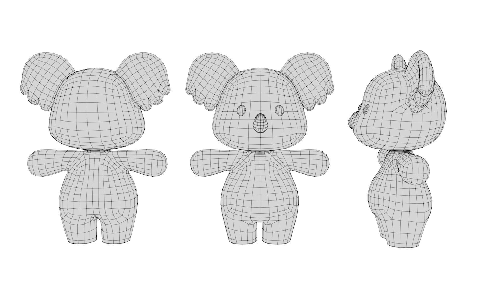 Rigged Cartoon Koala Low-poly 3D model_5
