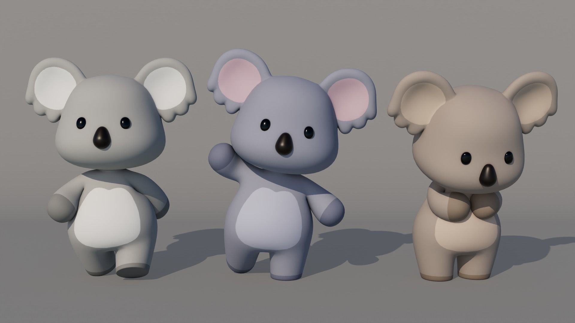 Rigged Cartoon Koala Low-poly 3D model_1