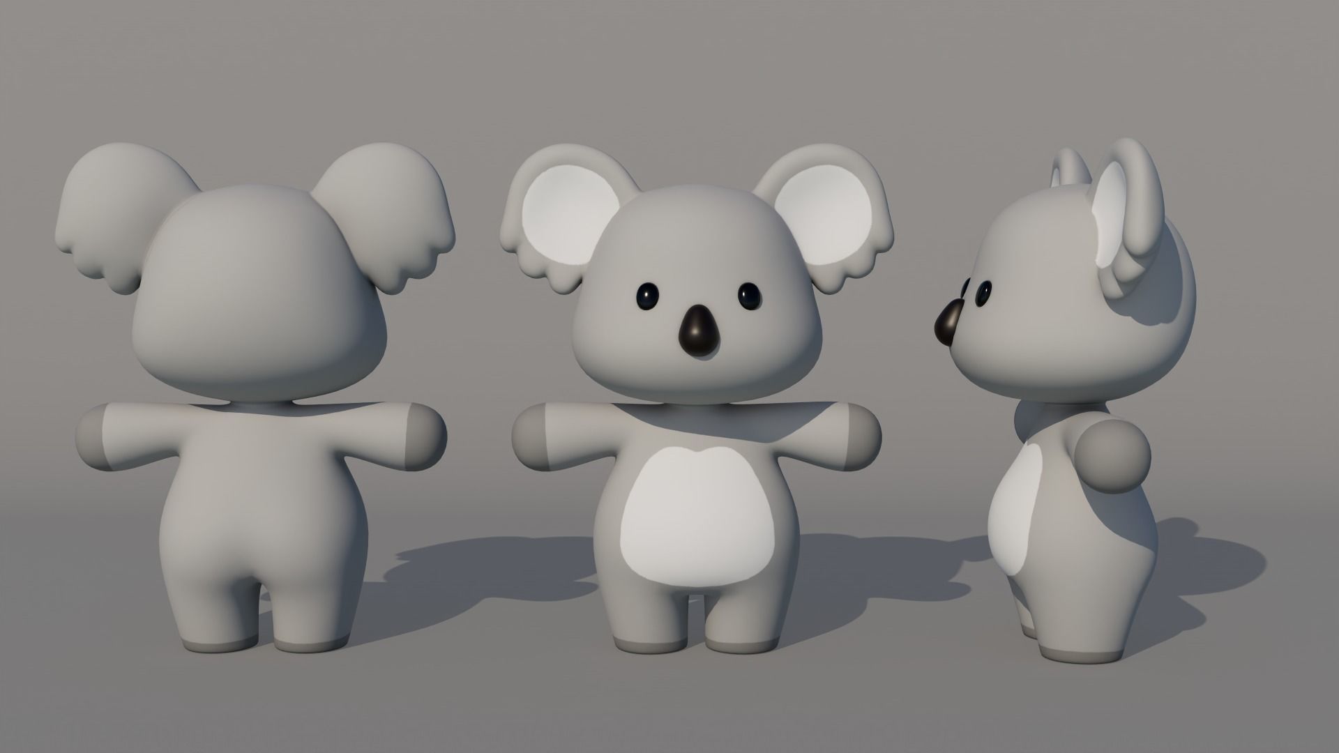 Rigged Cartoon Koala Low-poly 3D model_2