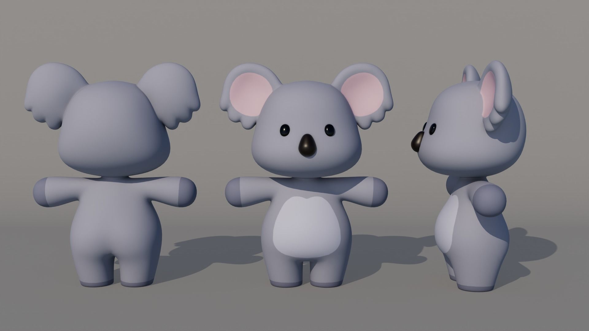 Rigged Cartoon Koala Low-poly 3D model_3